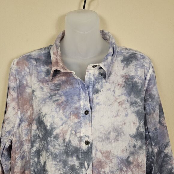 True Craft Tie Dye Blouse Plus Size 1X XL Hippie Beachy Cotton Relaxed Loose - Picture 6 of 15